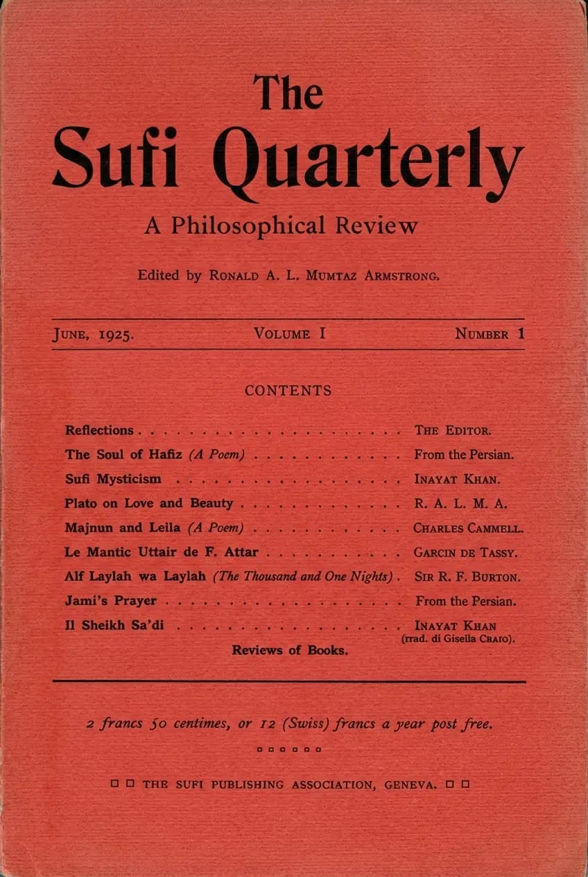 Sufi Quarterly magazine cover from 1925 to 1940