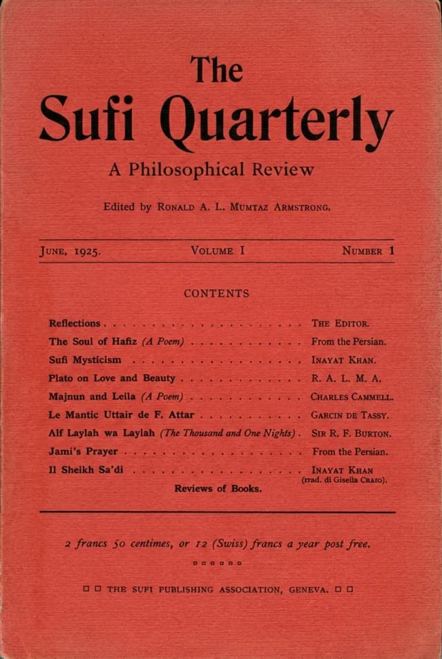 Sufi Quarterly magazine cover from 1925 to 1940
