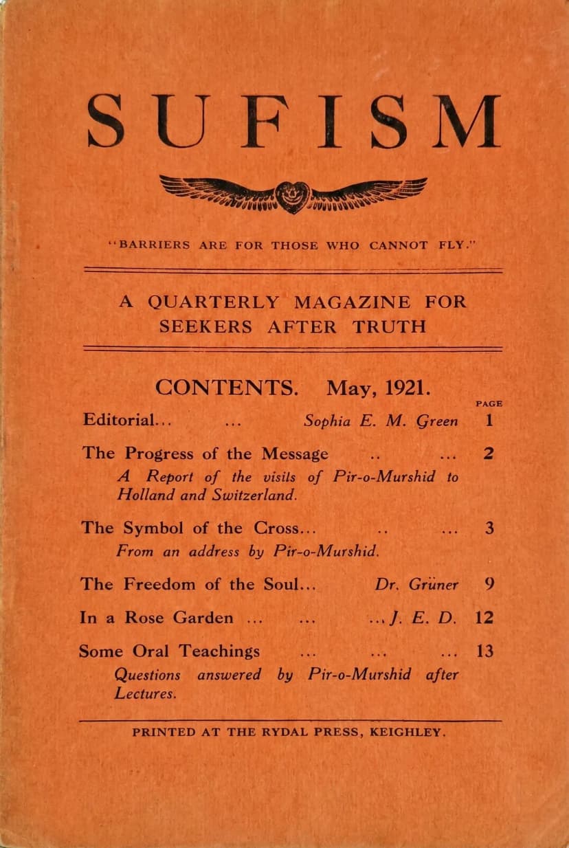 Sufism magazine cover from 1921 to 1924
