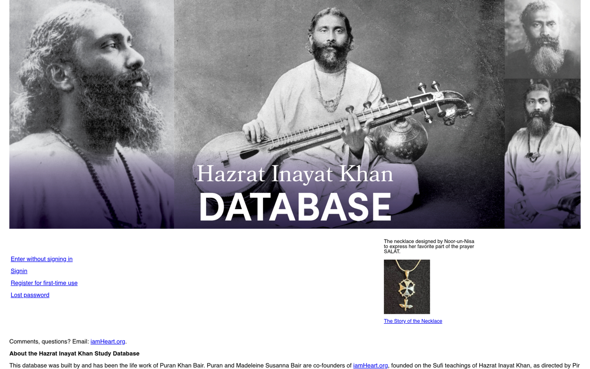 Snapshot of Hazrat Inayat Khan Database